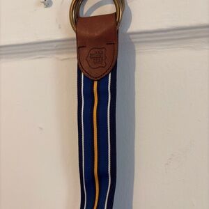 Polo by Ralph Lauren Navy Stripe Belt Bag Strap with Brown Leather
